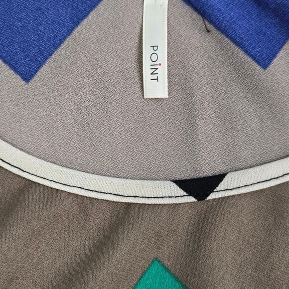 Point Womens Large 1/2 Sleeve Chevron Striped Polyester Knee Length Sheath Dress - Picture 5 of 6